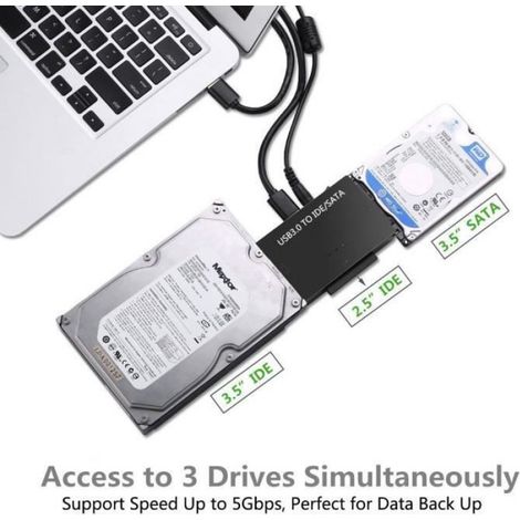 Kit de Câble Adaptateur pour Disque dur externe USB 3.0 vers IDE et SATA - - Blanc - Garantie 2 ans (1/4)