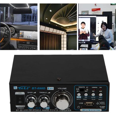 Bluetooth Verstärker HiFi Stereo Amplifier 2 Kanal Digitaler Mini Audio Verstärker Mit Fernbedienungsfunktion Schwarz für Zuhause oder Auto