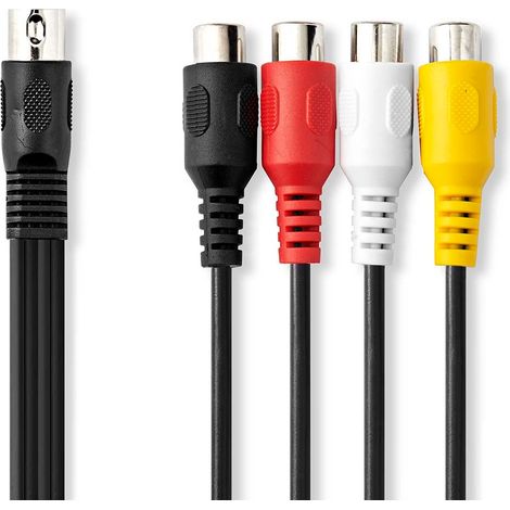Cavo audio din din 5 pin maschio 4x rca femmina nichelato 020 m rotondo pvc nero etichetta