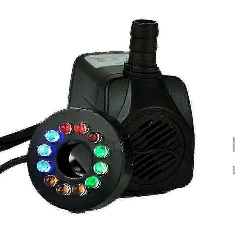 Une puissante pompe submersible de 16 watts avec éclairage LED et débit d'eau réglable, adaptée aux fontaines, bassins, aquariums, bassins à poissons, sculptures, etc. (Équipée de...)