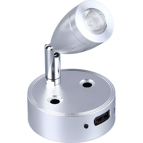 Lampe de lecture pour camping-car, projecteur pivotant 3 W avec chargeur USB, commande tactile, 3 modes, 240 lm, lampe de lecture intérieure, 12-24 V CC, pour remorque (1/5)