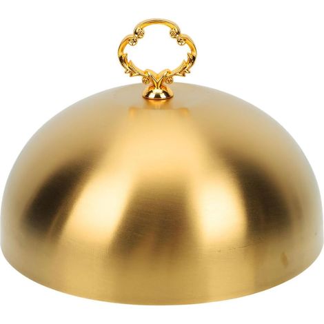Plaque en acier inoxydable cloche de 30 cm - Cloche pour teppanyaki - Hamburgers et pizza cloche de maintien au chaud en or élégant - Couverture pour votre (1/5)