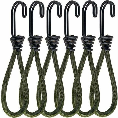 Lot de 6 tendeurs élastiques en latex avec crochets en acier – Résistants aux intempéries – Pour sécuriser tentes. bâches et chargements (1/5)