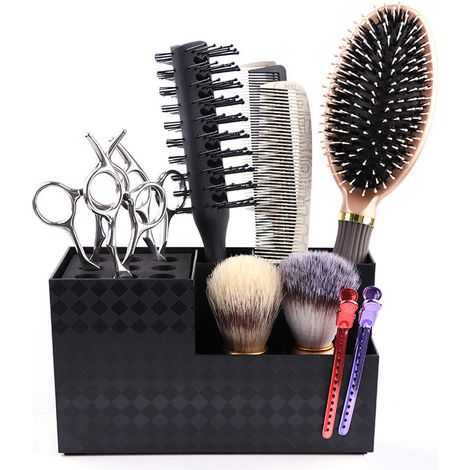 1 Porte-ciseaux, 6 compartiments, mousse amovible, rangement outils coiffure, pour salon de coiffure (1/5)
