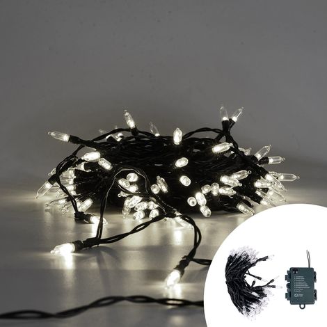Catena di luci Vintage 10 metri da 100 Led Bianco Freddo con cavo verde a batteria Wisdom (1/5)