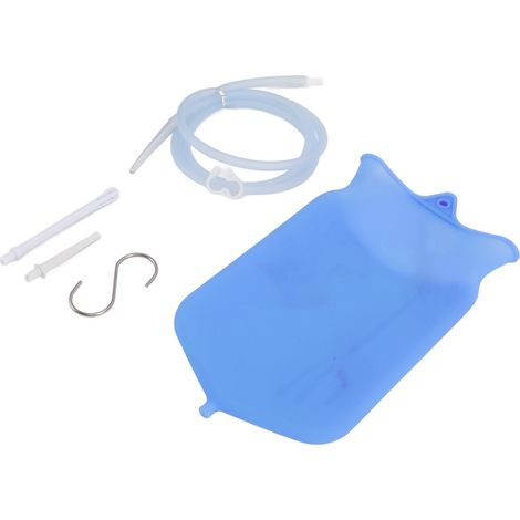Kit de lavement intestinal 2L en silicone bleu pour nettoyage du côlon à domicile, produit de santé portable. (1/5)