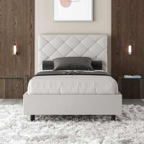 Letto 1 piazza e mezza PRIYA Bianco con rete contenitore 120x190 (1/5)