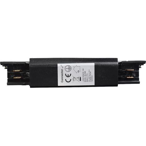 CONNECTEUR DE LAMPE POUR RAIL D'ÉCLAIRAGE NOIR À 3 CIRCUITS TYPE : DROIT (1/3)