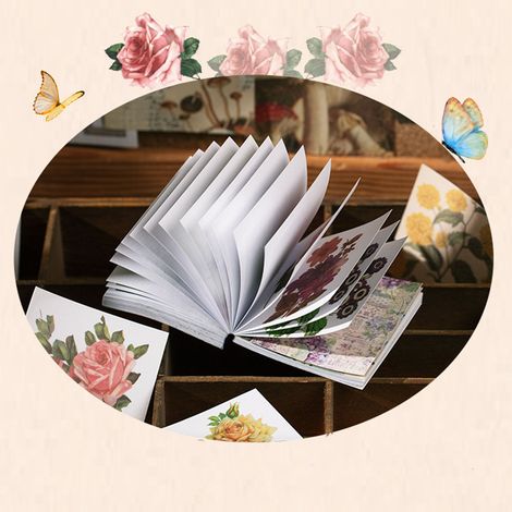 Dekorative Aufkleber [Blumengarten-Kollektion Typ 2] Japanisch 100 Stück - Vintage-Blumen für DIY-Tagebücher und Planer (1/5)