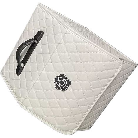 Organisateur de coffre de voiture, grande capacité, multifonctionnel, en cuir PU, portable, avec couvercle, blanc - Petit (1/5)