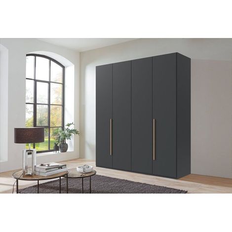 Armoire de chambre - LONDON - Couleur Graphite - 4 portes battantes - 3 tiroirs - 180 x 58 x 208 cm (1/5)
