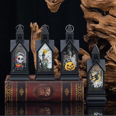 Juego de velas y faroles de Halloween, decoraciones LED, decoración de Halloween para jardín exterior (4 piezas) (1/5)