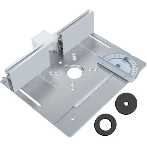 Table de fraisage en aluminium, table d'insertion avec support de torsion incliné, accessoire de fraisage pour le travail du bois (fraisage, rainurage et finition).