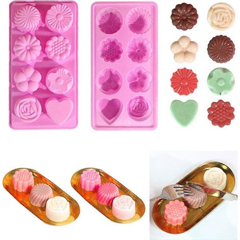 Moule à gâteau en silicone en forme de cœur et de fleur pour mousse, fondant et dessert français (1/4)