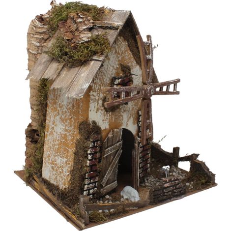 Mulino a Vento Elettrico per Presepe 24x21 cm con Motorino 11755