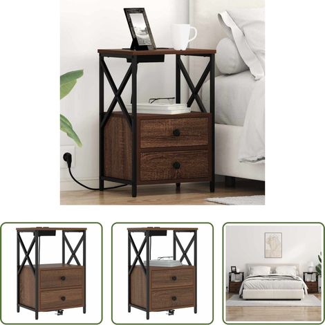 Rangement chambre - Cabinet de chevet Chêne brun 40 x 31 x 60 cm Bois d'ingénierie (1/5)