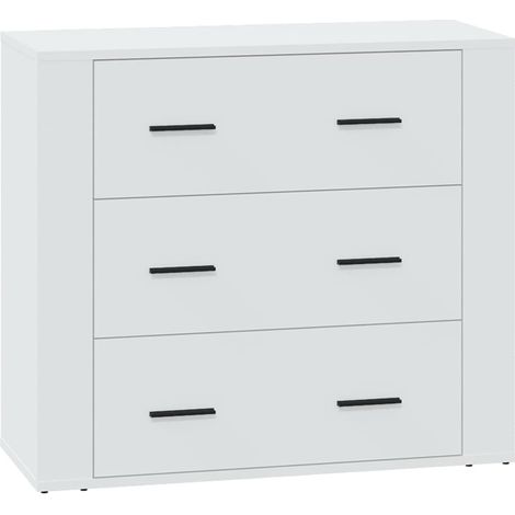 Aparador buffet cómoda mueble mueble de almacenaje organizador cocina salón salón 80 x 33 x 70 cm madera contrachapada blanco 020030513