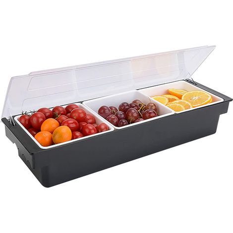 1 Boîte à Fruits 3 Compartiments Couvercle à Charnière Matériau ABS Pour Cuisine et Fête (1/5)