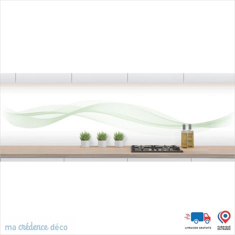 Crédence : Courbes 2 - Couleur Vert blanc - Alu composite - 60 - 120 (1/3)