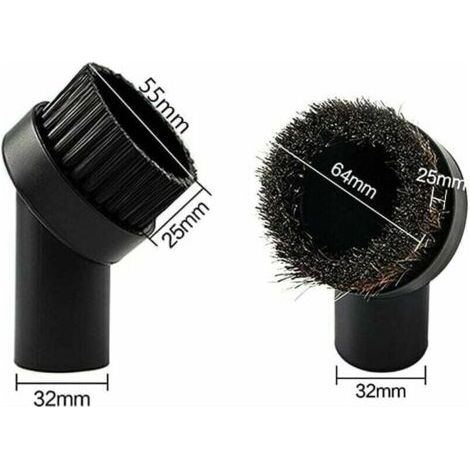 Cepillos universales para aspiradora (2 piezas) - 32 mm de diámetro para muebles y polvo - Boquilla antiarañazos - Para limpieza del hogar y la oficina - Compatible con aspiradoras de diversas marcas