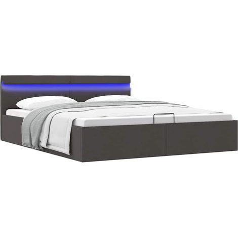Cama canapé hidráulica de almacenaje sin colchón gris 160x200cm vidaXL (1/5)
