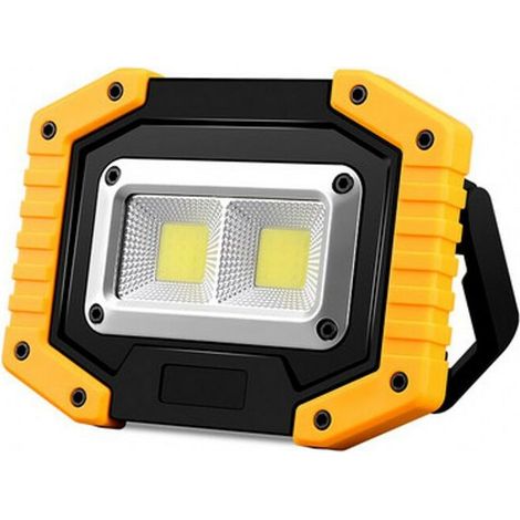 Projecteur LED Rechargeable, 30W Projecteur Chantier, Lampe de Travail avec USB, 3 Modes Imperméable Lumière d'inondation pour Randonnée, Chantier et Utilisation d'urgence -