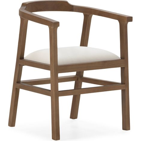 Chaise élégante en bois de cèdre et tissu blanc brun design - Brun bois de cèdre et blanc ivoire (1/4)