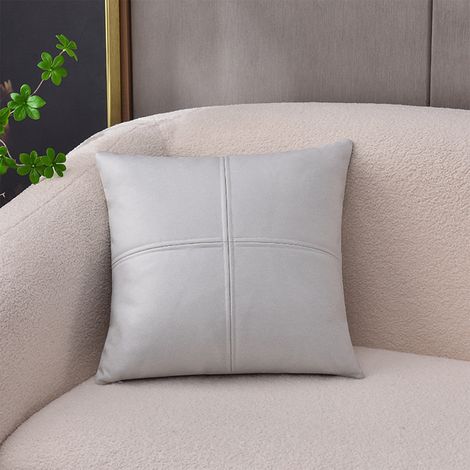 Housse De Coussin - Tissu Patchwork - Aspect Cuir - Imperméable - 45x45 cm - Gris - 1 Pièce (1/5)