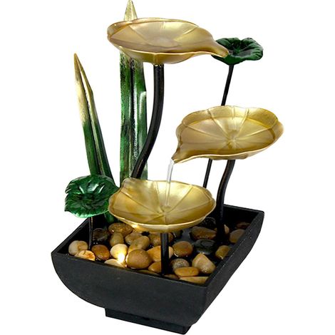 Fontaine À Eau De Bureau - Fontaine À Cascade Avec Lumière LED - Décoration Intérieure Et Extérieure - 17 X 14,5 X 23 Cm - 1 Pièce (1/5)