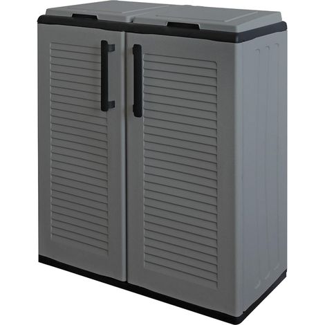 ARMADIO PATTUMIERA BASSO IN PLASTICA 2 SCOMPARTI DIMENSIONI 68X37X H 84 CM 200 LT (1/4)