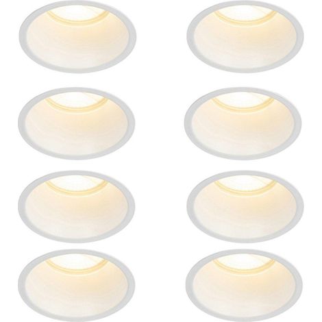 QAZQA Dept Spot encastrable - lot de 8 - 10.5x10.5x10.4cm - à intensité réglable - IP44 - Rond - Blanc (1/5)