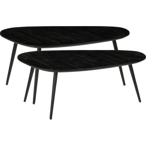 Mica Decorations Ensemble de table d'appoint Noir H39xl39xL84cm (1/4)