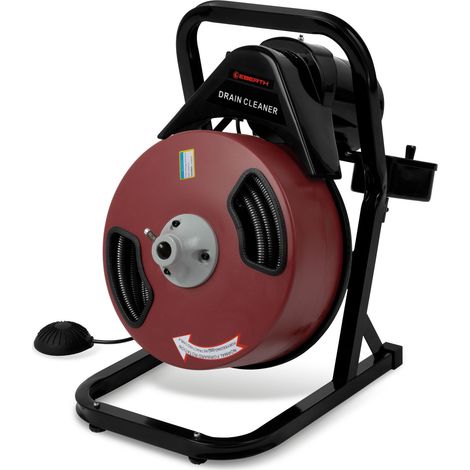 EBERTH Rohrreiniger Rohrreinigungsmaschine Elektrisch mit 20m Spirale, 400W Motor, 13mm Spiraldurchmesser, für 5-10cm Rohrdurchmesser, Inklusive Arrow, Boring Bulb, Spade & C-Cutter, 230V (1/5)