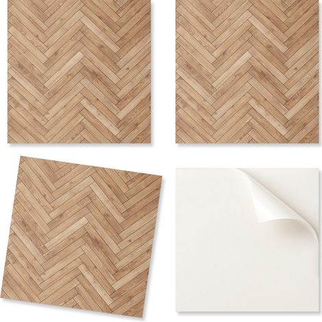 Baldosas de vinilo autoadhesivas para pasillo, dise帽o de espiga, 9x30x30 cm