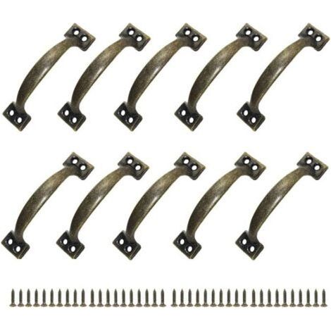 10 Poignées Poignee de Meuble Bouton de Porte Poignee Entraxe Rustiques en Alliage de Zinc Pour Cuisine Porte de Grange Jardin Remise (120MM) (1/4)