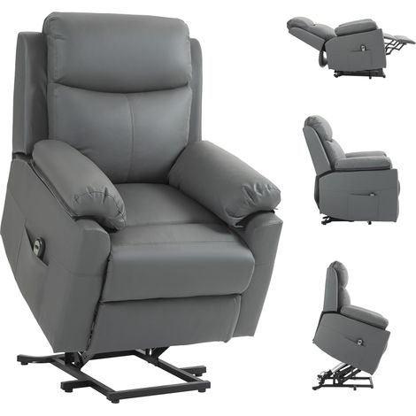 70° Electric Riser Recliner Chair in Charcoal Grey Faux Leather for Comfort and Style (1/5)