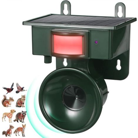 Répulsif Solaire À Ultrasons - Détecteur De Mouvement 120°/12 M - Étanche Ip44 - Pour Oiseaux Et Animaux - 1 Pièce (1/5)