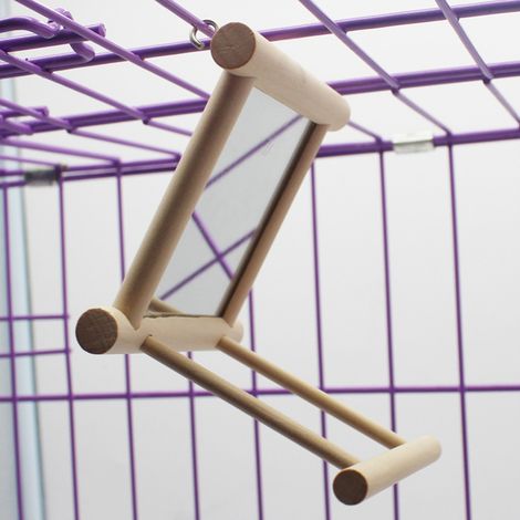 Ständer mit Spiegel für Papageien, Haustierzubehör, Holzdekorationen (1/5)