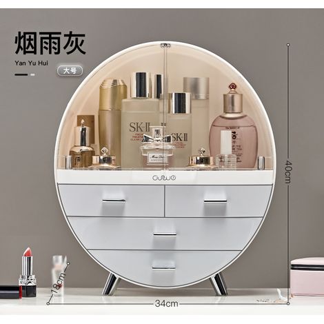 Partner Project Team Two Organizzatore Cosmetici con Cassetti – Grande, Grigio, in Plastica Resistente e Antipolvere – Design Elegante per Bagno e Scrivania