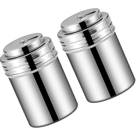 Lot de 2 boîtes à poivre rondes en acier inoxydable pour la cuisine, contenant à sel et épices, 6,5 x 6,5 x 10 cm (1/5)
