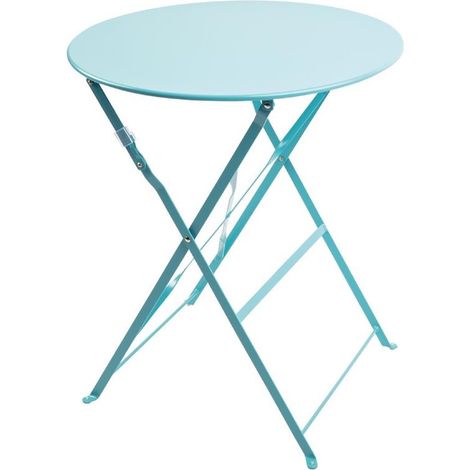 Table de Terrasse Bleu Turquoise en Acier Ronde 600 mm - Bolero (1/5)