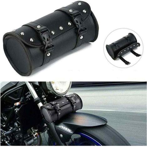 Universelle Motorradsatteltasche, schwarzes Leder - wasserdicht oder hitzebeständig (8,27 x 3,94 x 3,94 Zoll), (1/5)