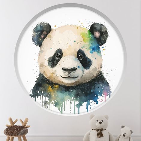 Stickers Trompe l'oeil Arche ronde Enfants - Panda - Diamètre 60 cm (1/4)