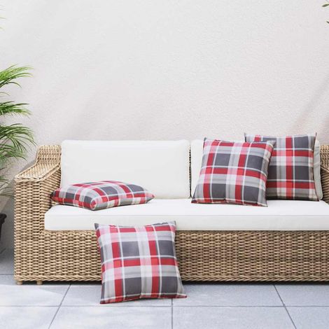 vidaXL Cuscini per divano 4 pz Rossi a Quadri 60x60 cm in Tessuto