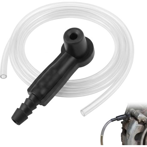 Purgeur de Frein Voiture et Moto, Kit de Purge de Liquide de Frein avec Tuyau de 1,2m et Adaptateur Noir, Connecteur de Changement d'Huile pour Entretien du Système de Freinage et Embrayage (1/5)