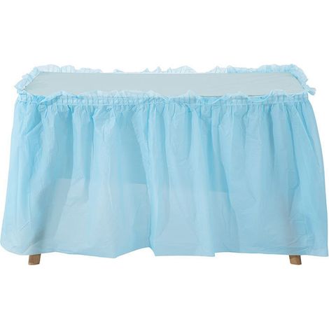 Lot de 2 nappes et jupes de table jetables en plastique, nappe imperméable de 137 cm x 274 cm et jupes de table de 4,27 m x 74 cm pour fête d'anniversaire (1/5)