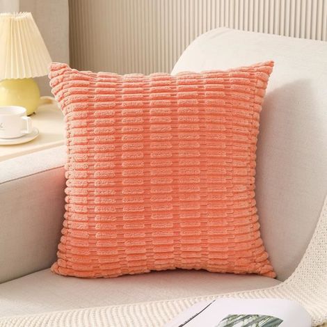 Taie d'Oreiller Carrée Housse de Coussin + Coussin Core Lit Canapé Maison Chaise Voiture Décoration Cadeau (Orange clair) (1/4)