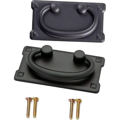 Lot de 2 poignées rondes vintage (noires) pour tiroirs, portes de placards et meubles - Décoration (1/5)