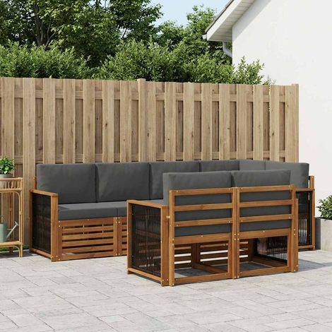 vidaXL Ecksofa Set mit Kissen 6 pcs Natur und Anthrazit (1/5)