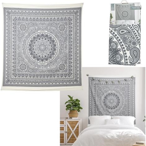 Tapisserie Murale - HOME DECO FACTORY - Mandala - Gris (1/5)